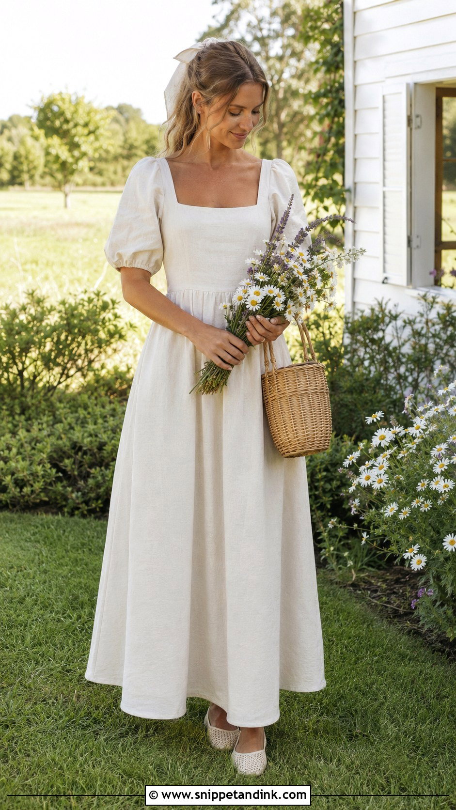 Linen Cottagecore Wedding Dress - Snippet and Ink - 20 Cottagecore Wedding Dresses