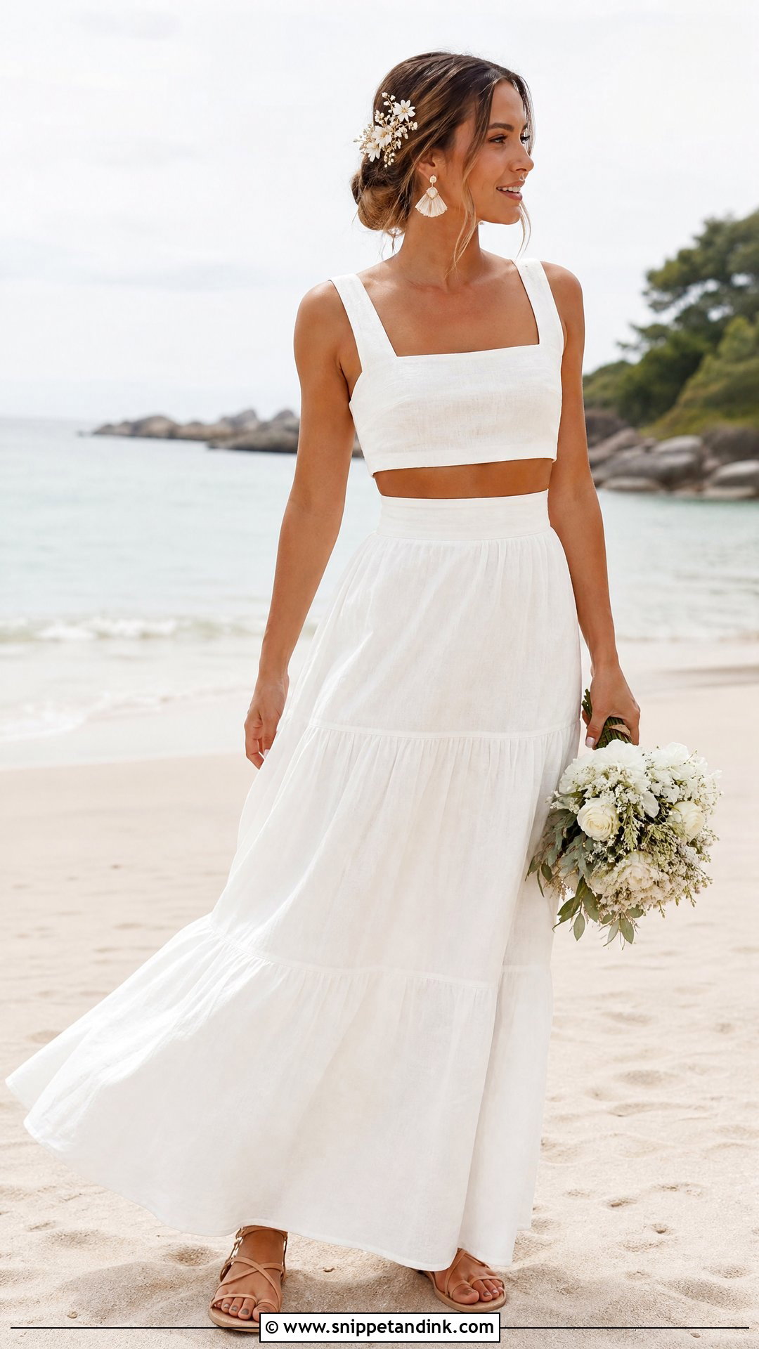 Linen Crop Top And Maxi Skirt Bridal Set - Snippet and Ink - 25 Bridal Two Piece Set Ideas