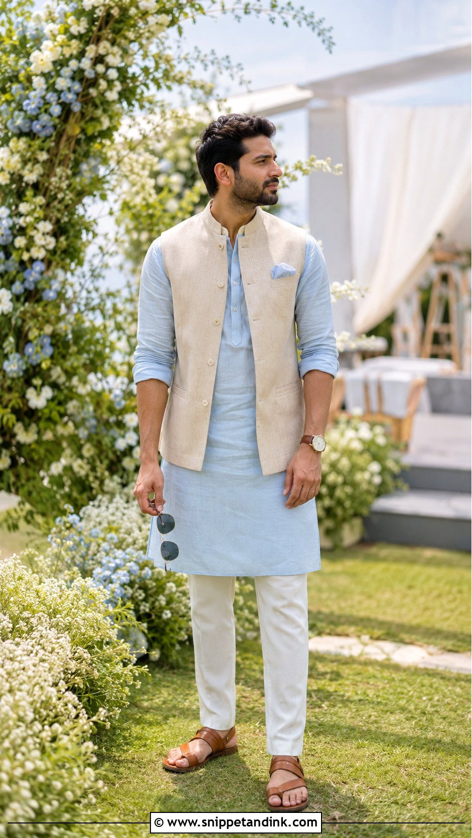 Linen Kurta For Bride Brother Day Wedding - Snippet and Ink - 20 Bride Brother Outfit Ideas