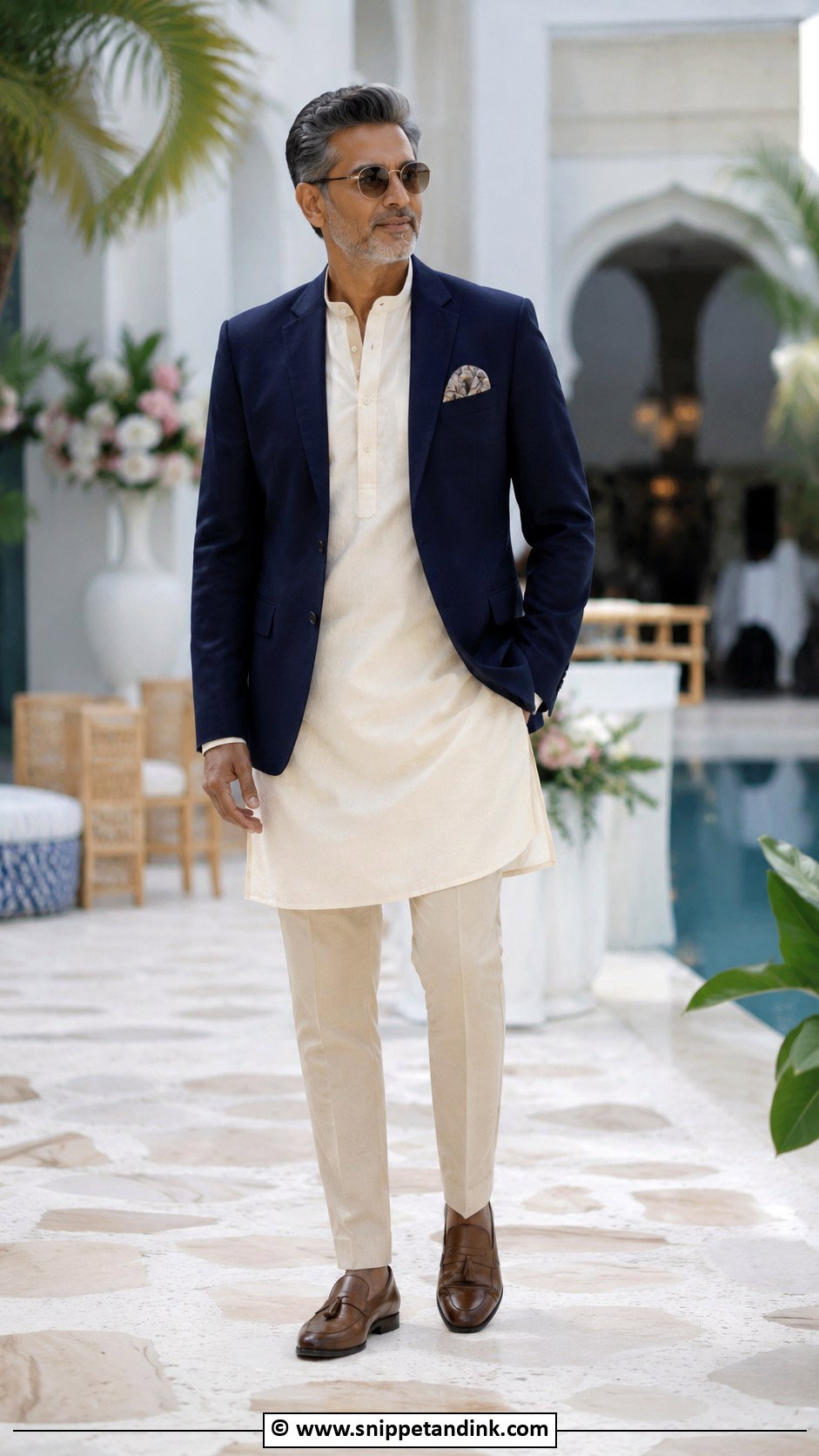 Linen Kurta With Tailored Blazer - Snippet and Ink - 25 Indian Bride's Father Outfit Ideas