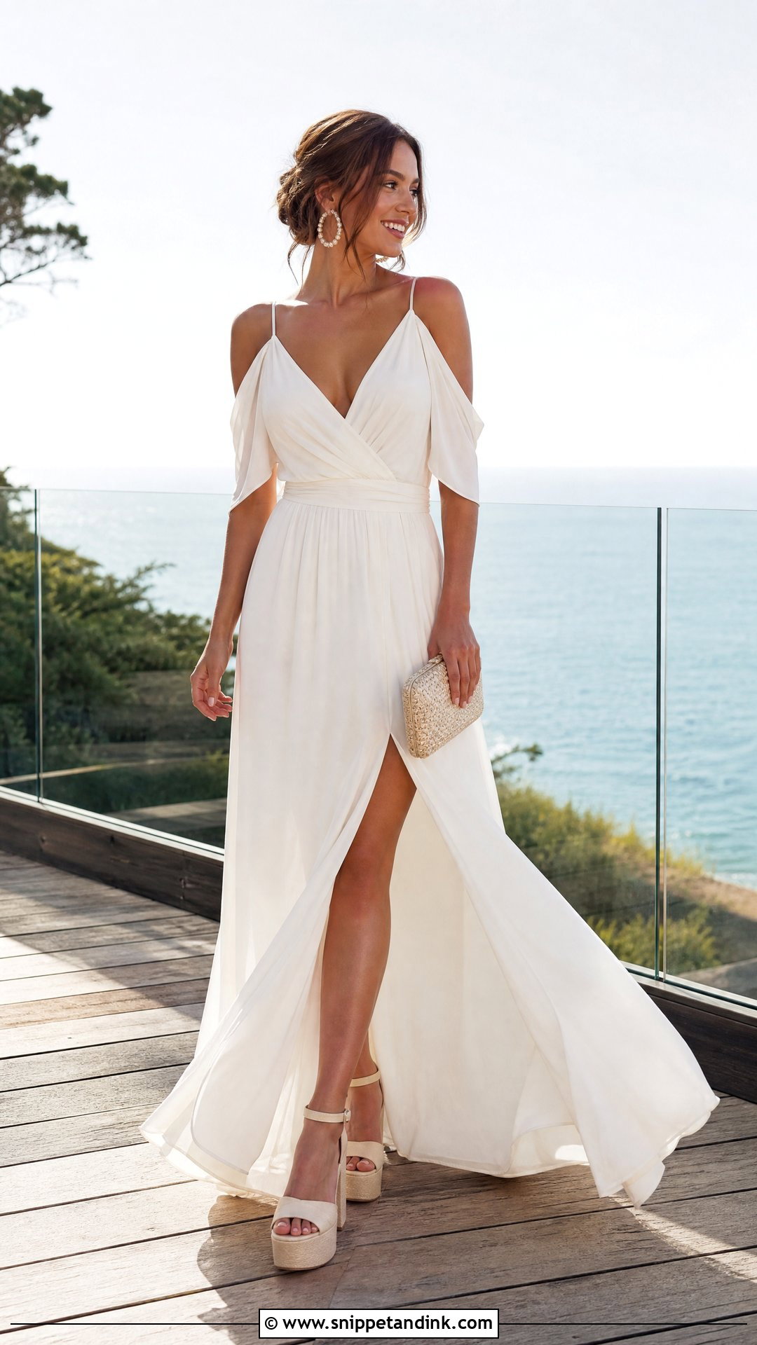 Linen Platform Wedding Heels With Beach Gown - Snippet and Ink - 20 Platform Wedding Heels Ideas