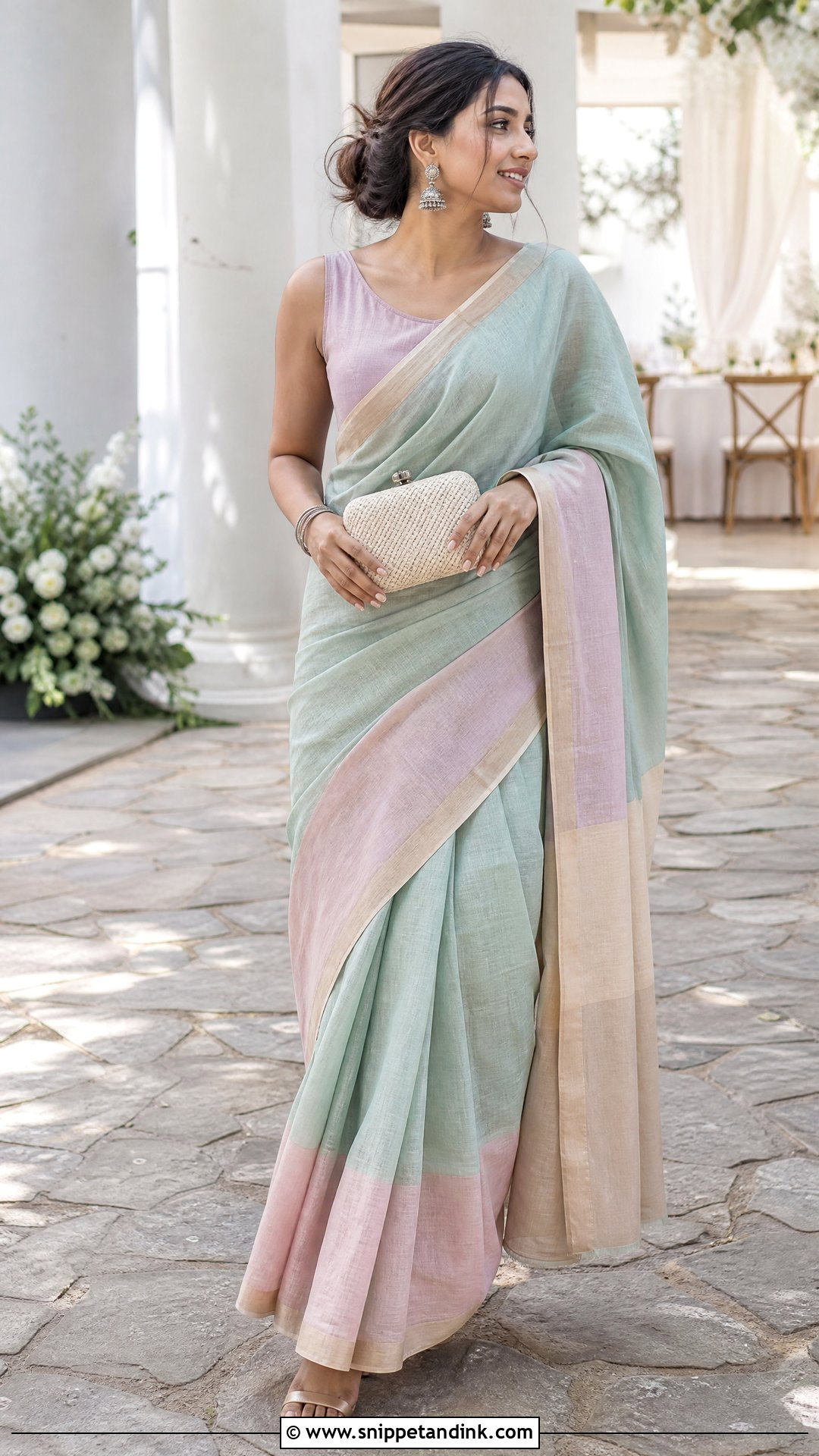 Linen Saree Summer Marriage Function Outfit - Snippet and Ink - 20 Outfits for Marriage Functions
