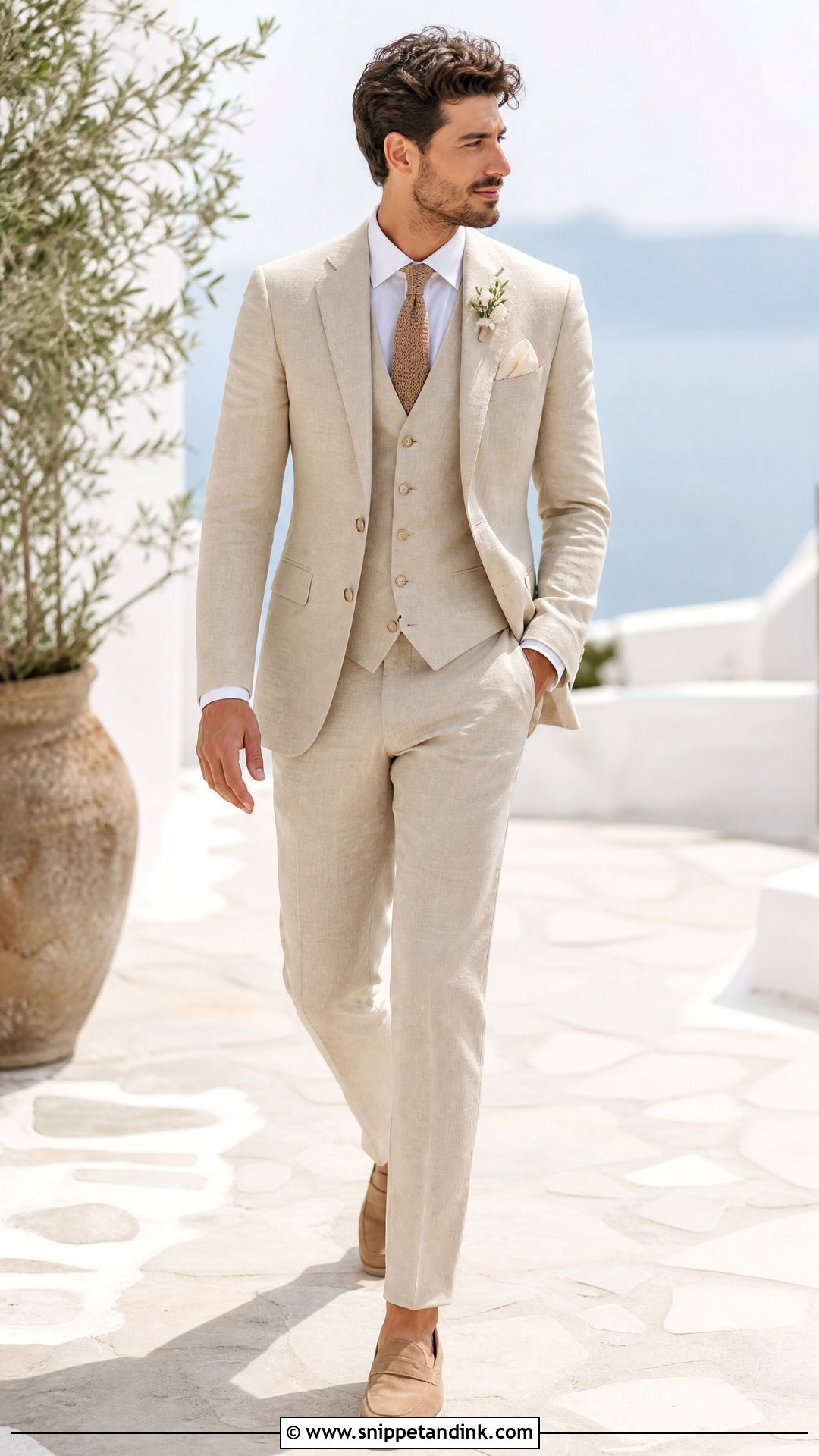Linen Three Piece Wedding Suit - Snippet and Ink - 20 Three Piece Suit Wedding Ideas