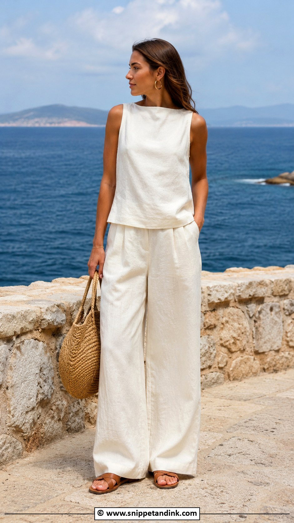 Linen Two Piece Set Save The Date Outfit - Snippet and Ink - 30 Save the Date Outfit Ideas