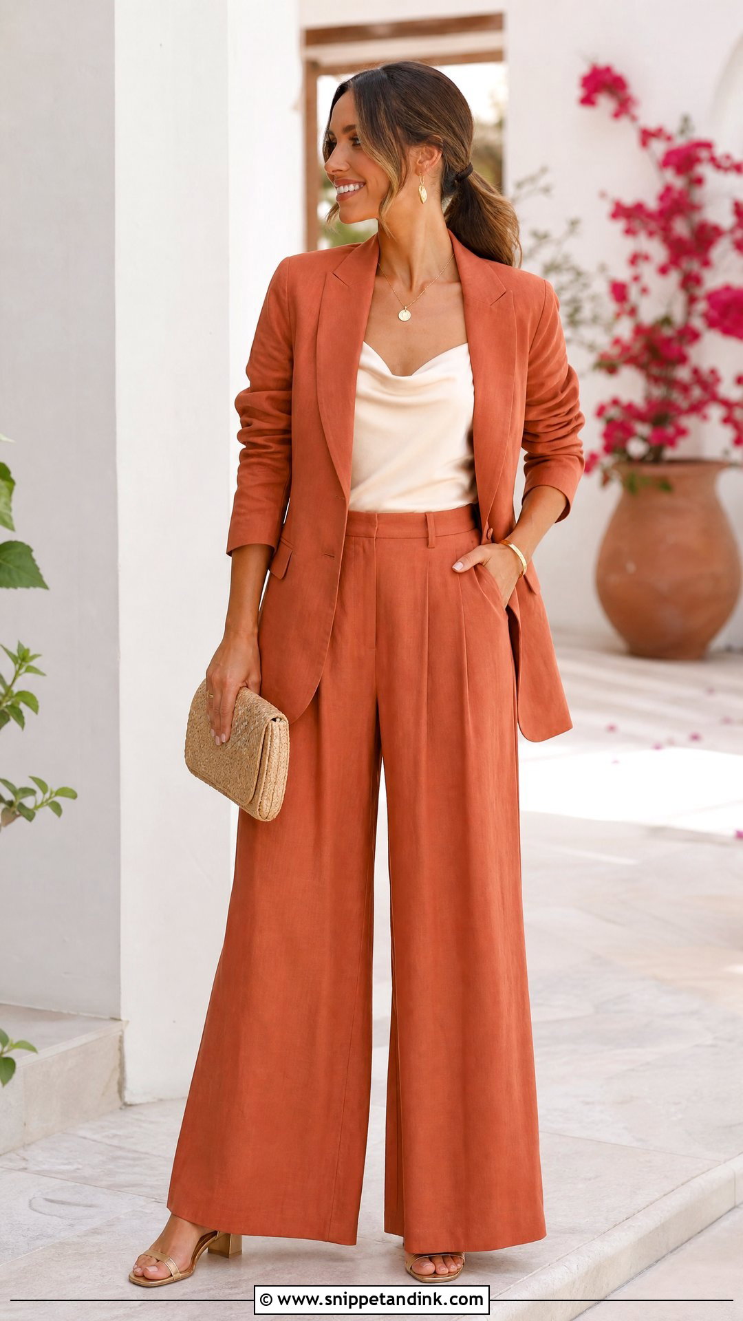 Linen Wedding Blazer With Palazzo Pants - Snippet and Ink - 20 Wedding Blazers Ideas