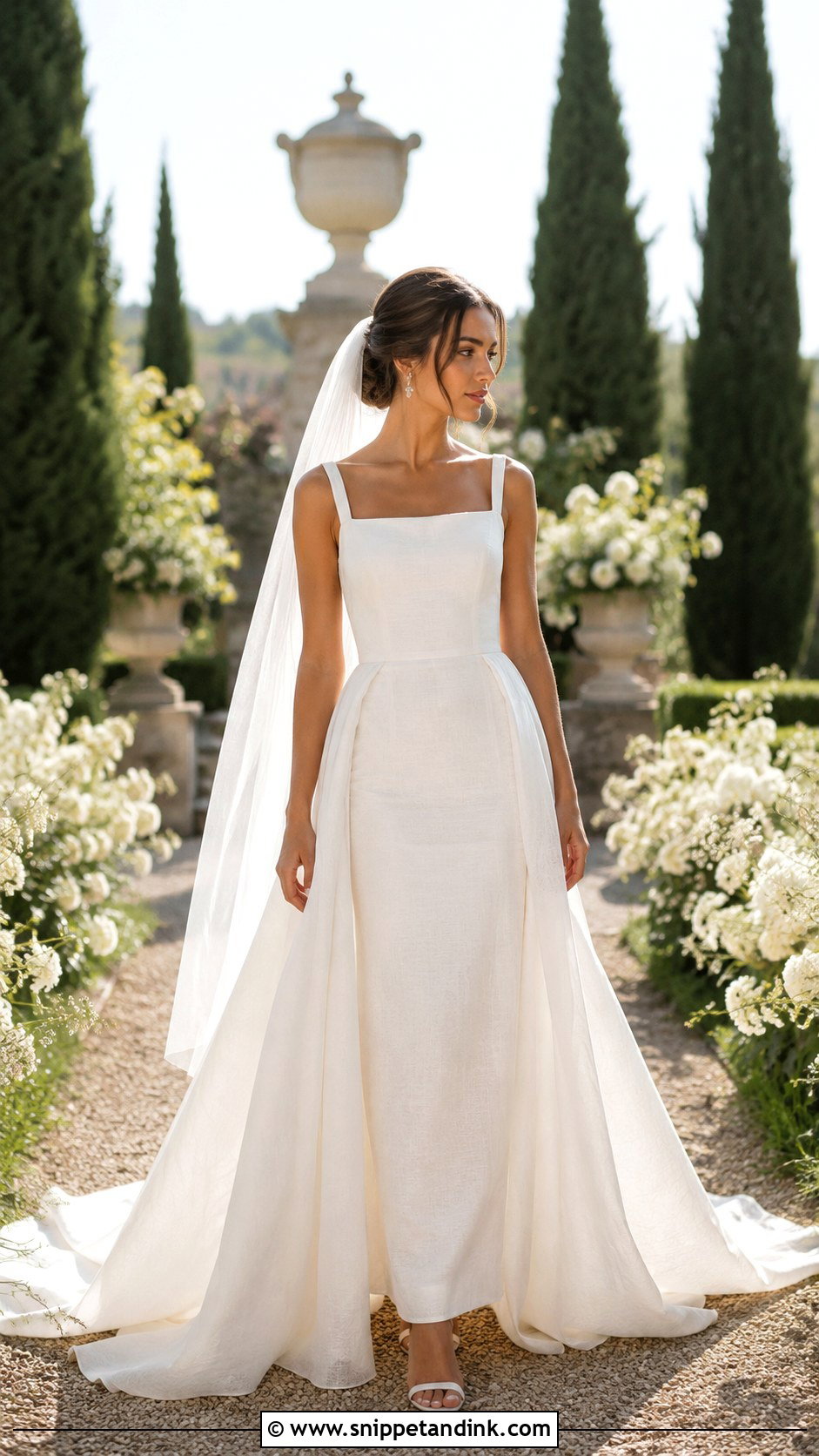 Linen Wedding Dress With Detachable Overskirt - Snippet and Ink - 30 Linen Wedding Dress Ideas