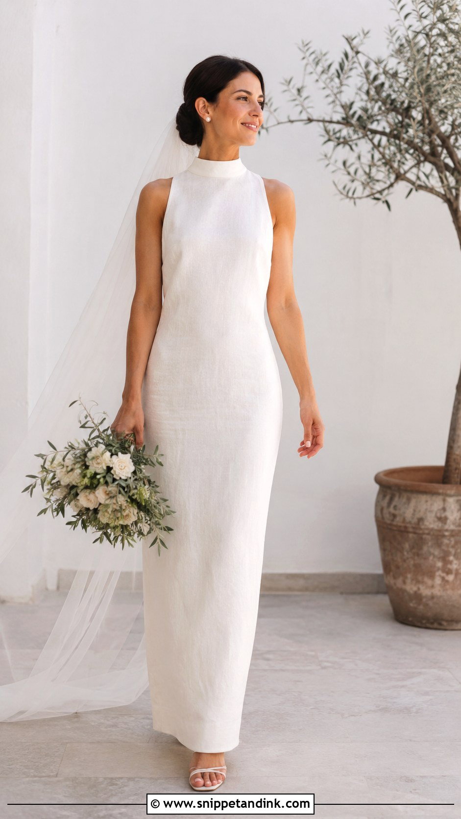 Linen Wedding Dress With High Neck - Snippet and Ink - 30 Linen Wedding Dress Ideas