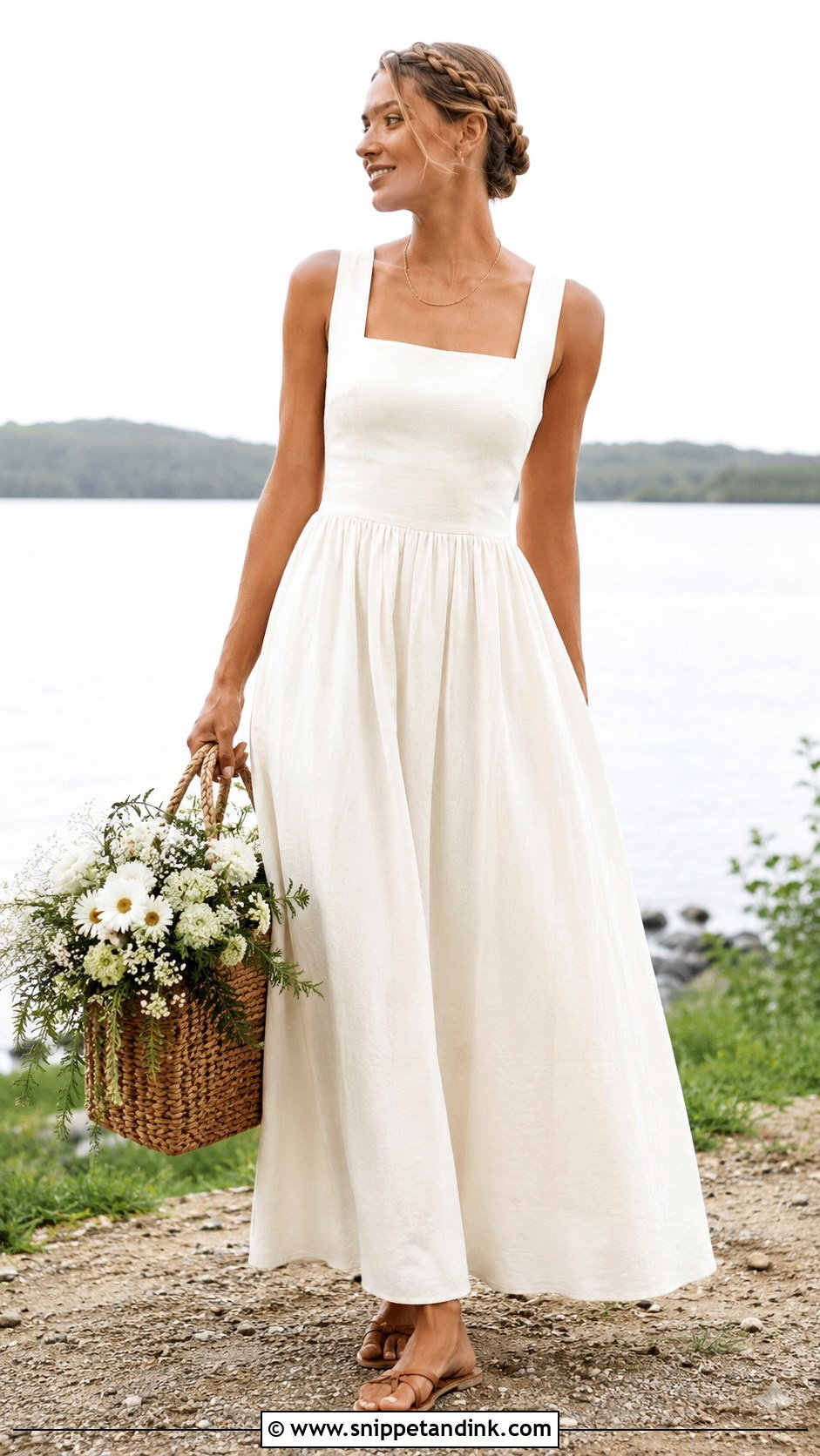 Linen Wedding Dress With Leather Sandals - Snippet and Ink - 20 Granola Wedding Dress Ideas