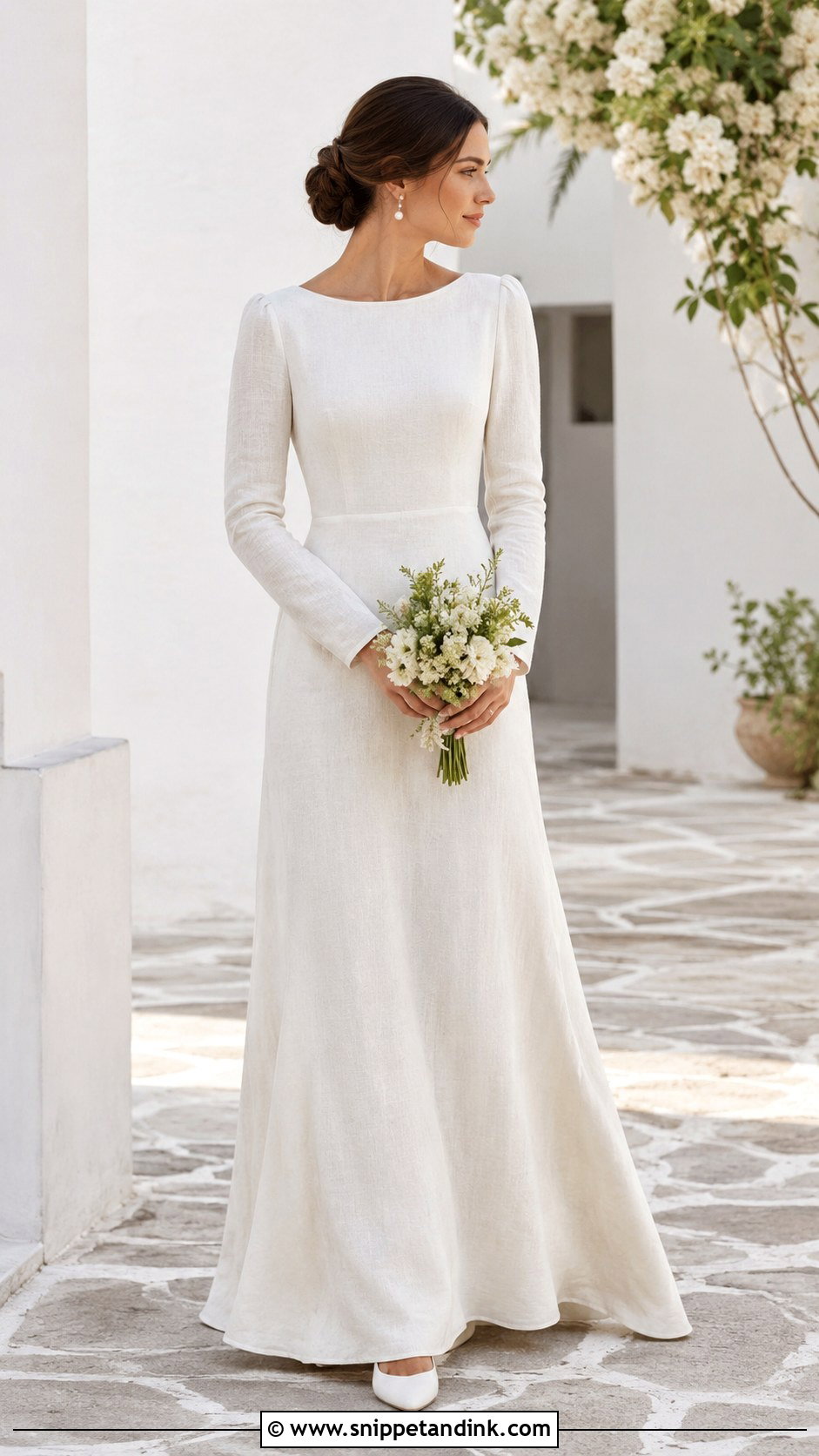 Linen Wedding Dress With Long Sleeves - Snippet and Ink - 30 Linen Wedding Dress Ideas