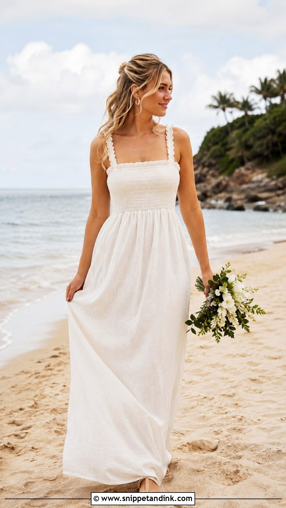 Linen Wedding Dress With Smocked Bodice - Snippet and Ink - 30 Linen Wedding Dress Ideas