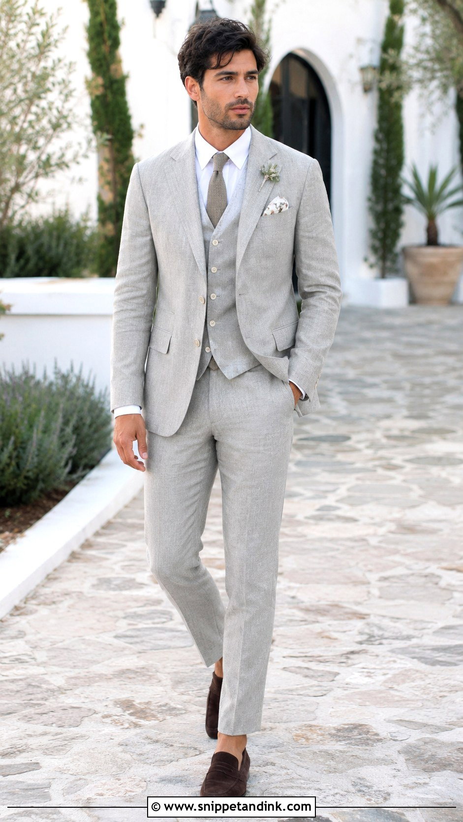 Linen Wedding Suit With Vest - Snippet and Ink - 25 Linen Wedding Suit Ideas