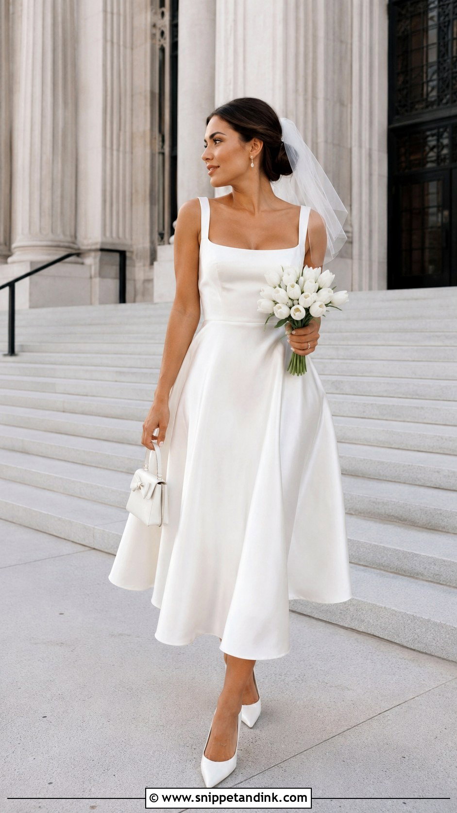 Liquid Satin Midi Wedding Dress - Snippet and Ink - 20 Liquid Satin Wedding Dress Ideas