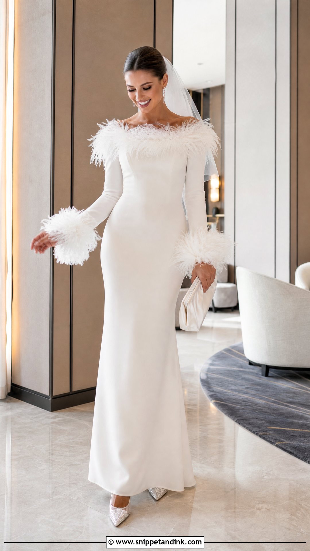 Lisa Feather Trim Wedding Dress - Snippet and Ink - 20 Lisa Wedding Dress Ideas