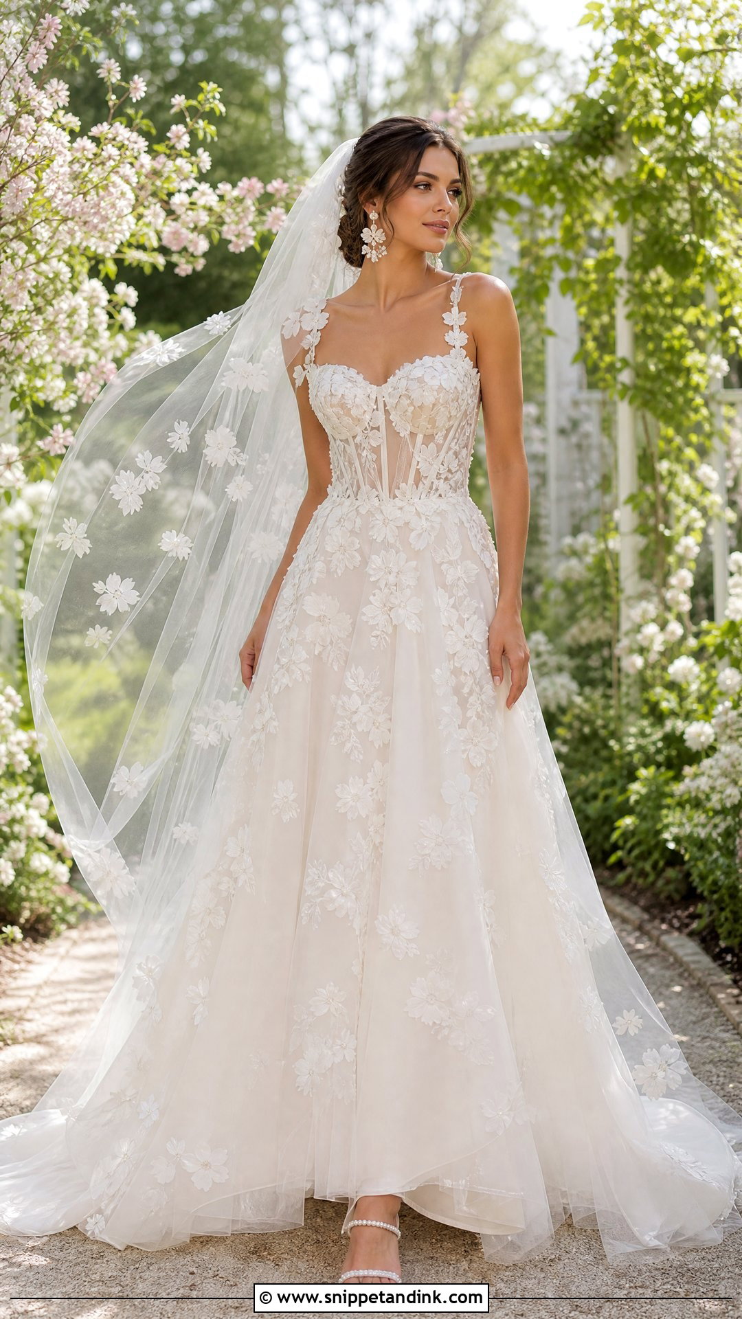 Lisa Floral Applique Wedding Dress - Snippet and Ink - 20 Lisa Wedding Dress Ideas
