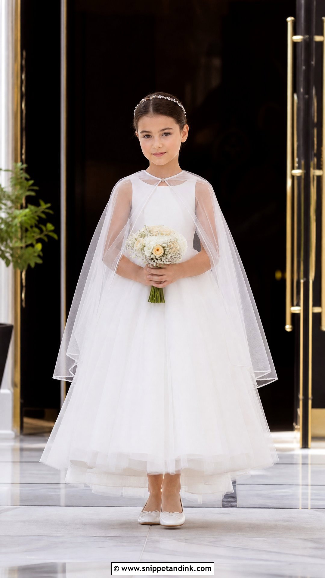 Little Bride Gown With Detachable Cape - Snippet and Ink - 25 Little Bride Gown Styles for Kids