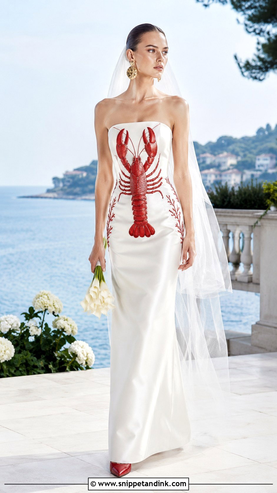Lobster Motif Schiaparelli Wedding Dress - Snippet and Ink - 20 Schiaparelli Wedding Dress Ideas