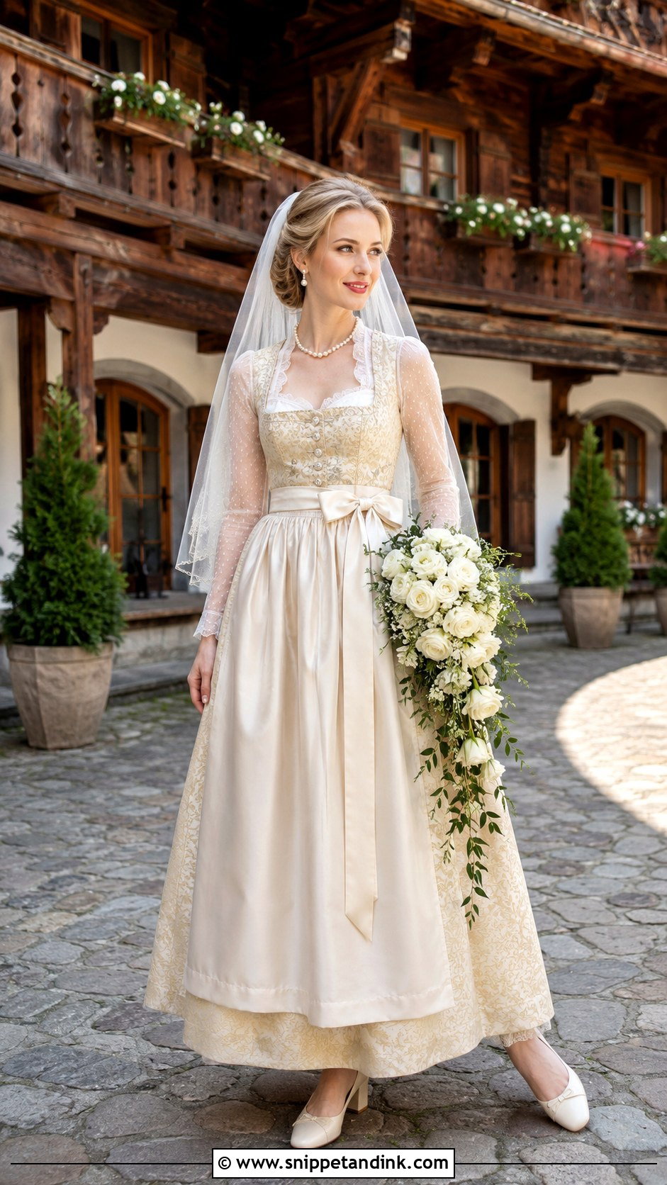 Long Bavarian Wedding Dirndl - Snippet and Ink - 20 German Wedding Dress Ideas