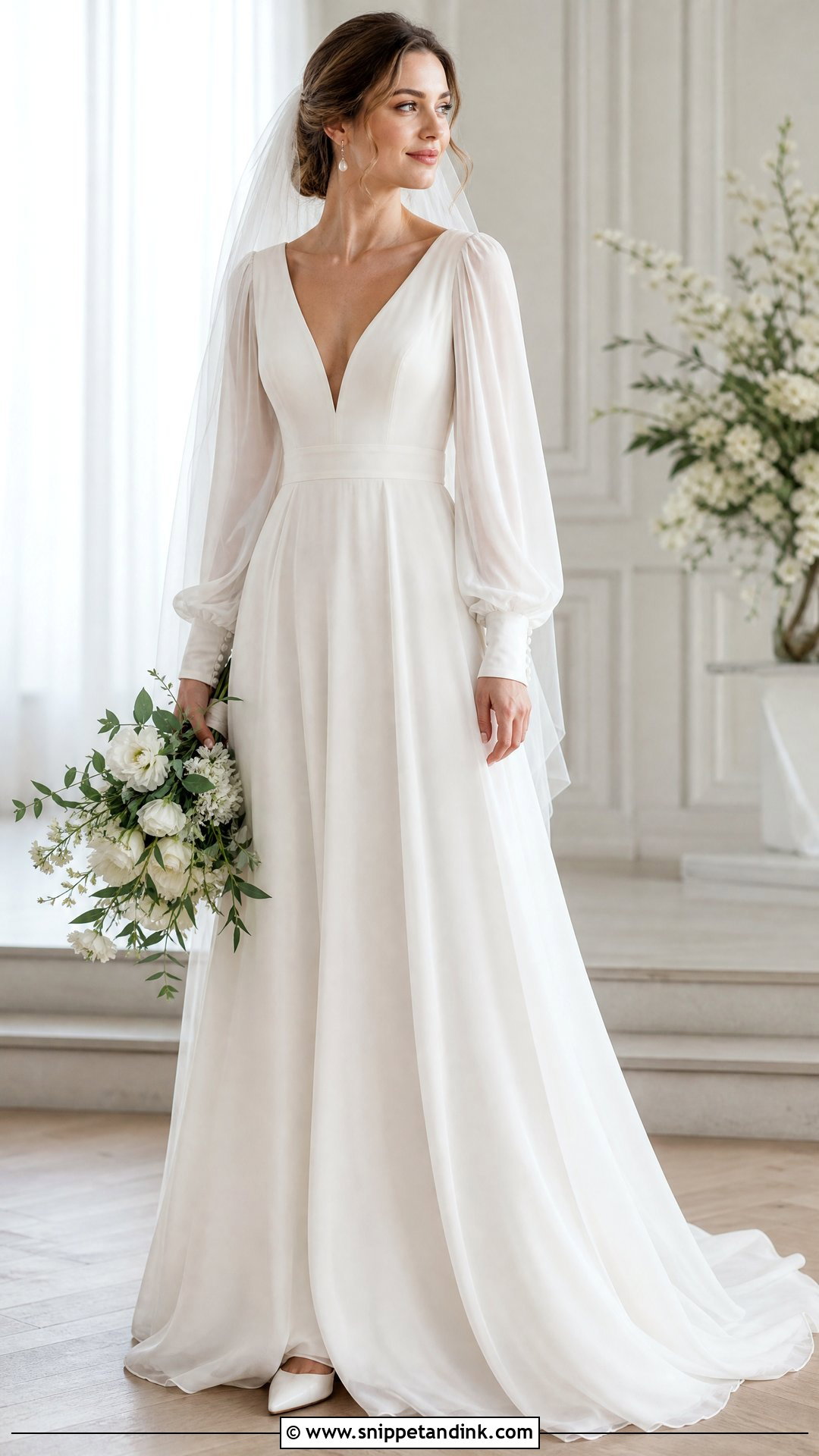 Long Bishop Sleeve Wedding Dress - Snippet and Ink - 20 Poofy Sleeve Wedding Dress Ideas
