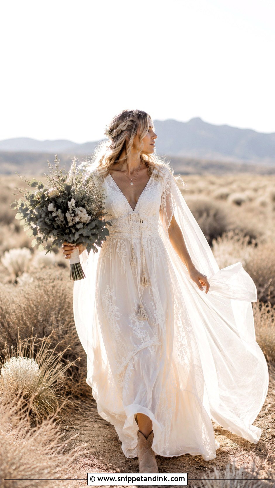 Long Boho Chiffon Elopement Dress - Snippet and Ink - 20 Long Elopement Dress Ideas
