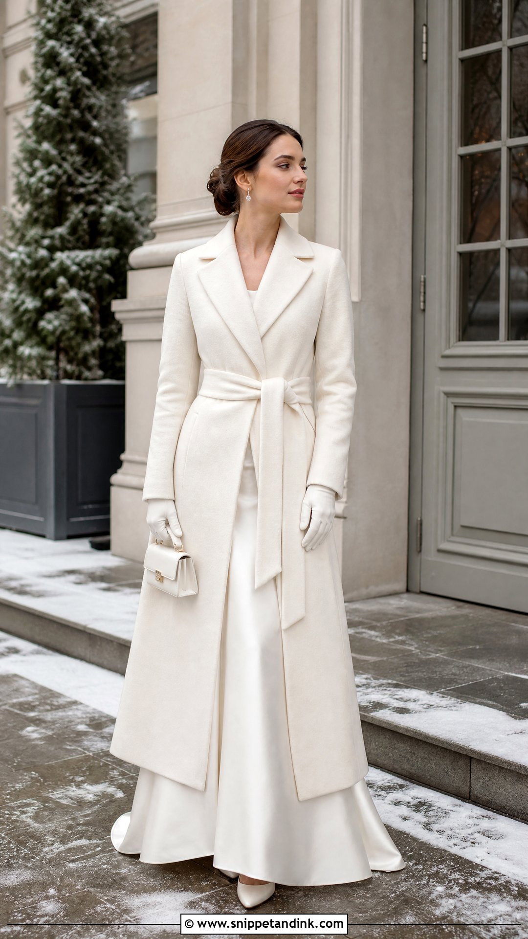 Long Bridal Coat Wedding Dress Cover - Snippet and Ink - 20 Wedding Dress Cover Ideas