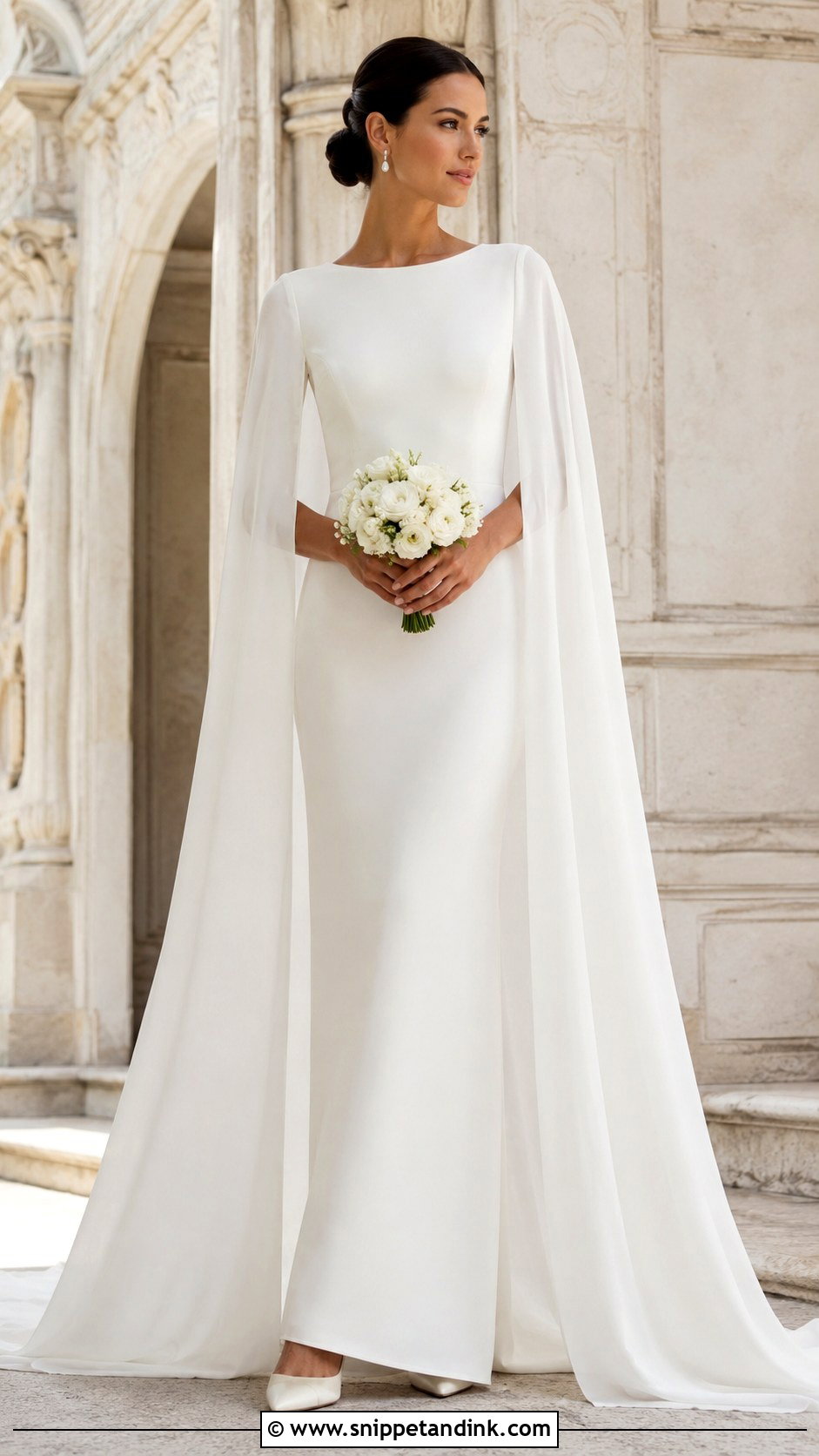 Long Cape Sleeve Wedding Gown - Snippet and Ink - 20 Long Wedding Gown Ideas