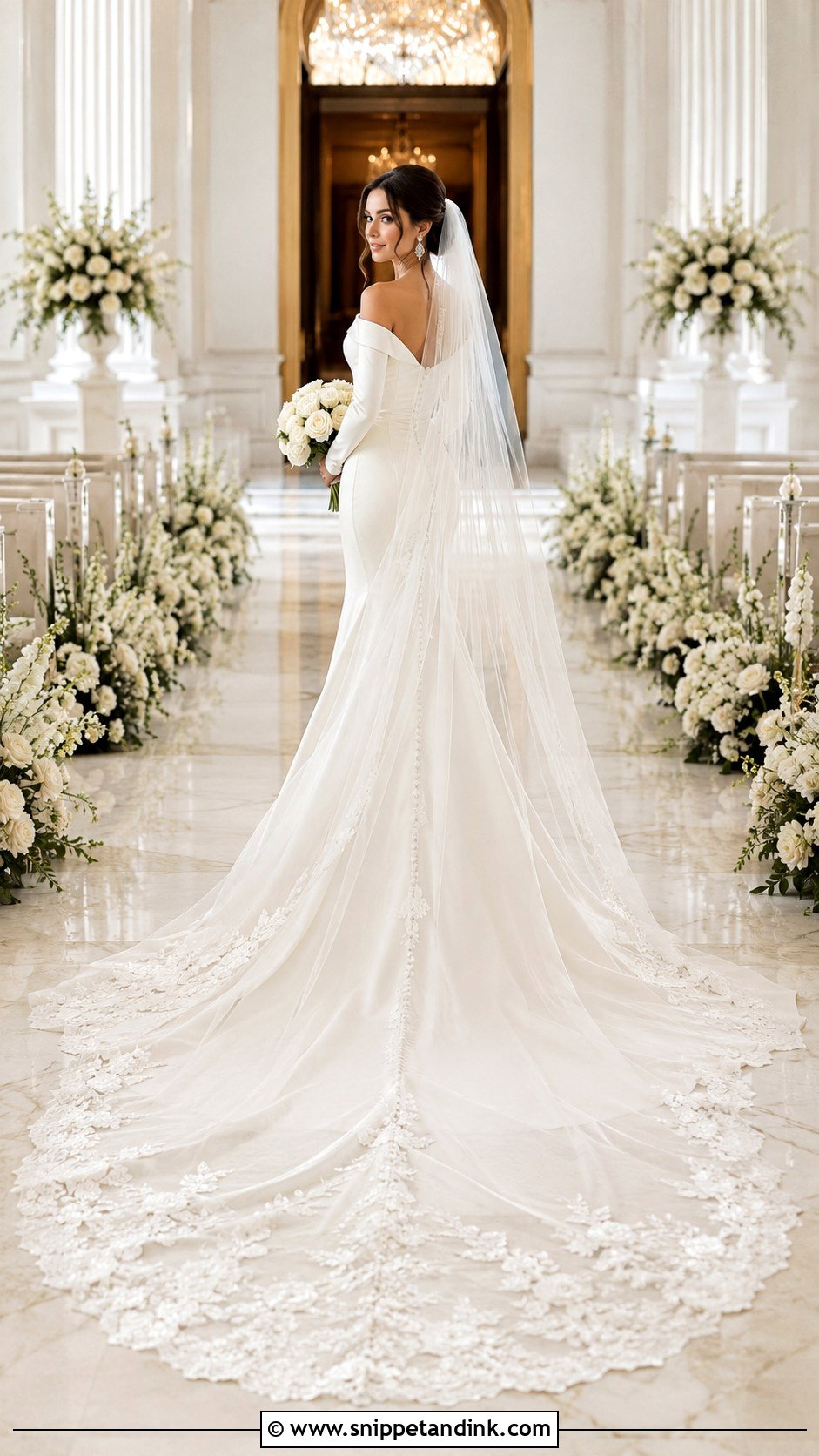 Long Cathedral Train Wedding Dress - Snippet and Ink - 30 Long Wedding Dresses
