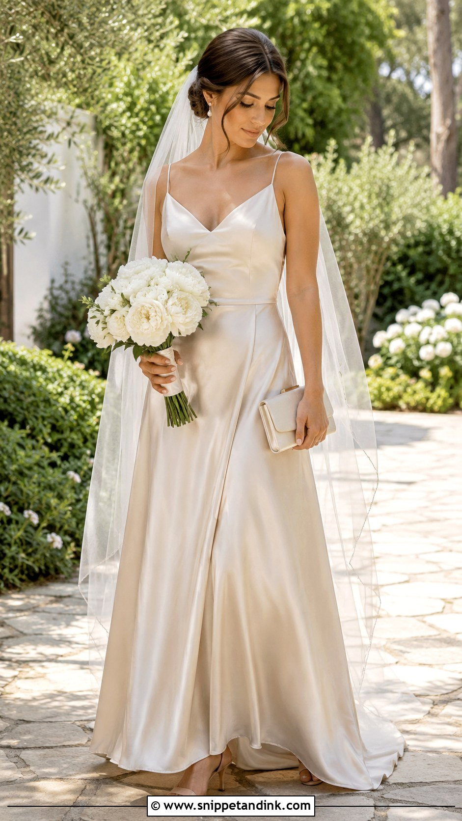 Long Champagne Elopement Dress - Snippet and Ink - 20 Long Elopement Dress Ideas