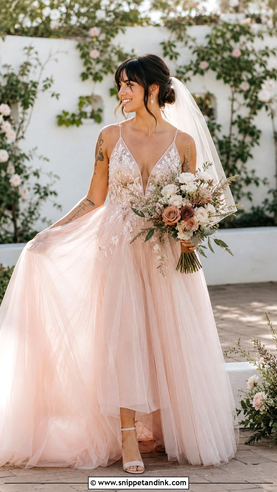 Long Chiffon Wedding Dress - Snippet and Ink - 30 Long Wedding Dresses