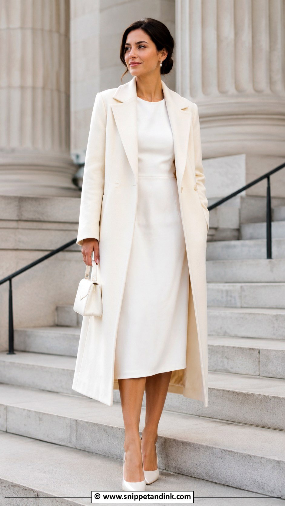 Long Coat Over White Dress Court Marriage Outfit - Snippet and Ink - 25 Court Marriage Outfit Ideas