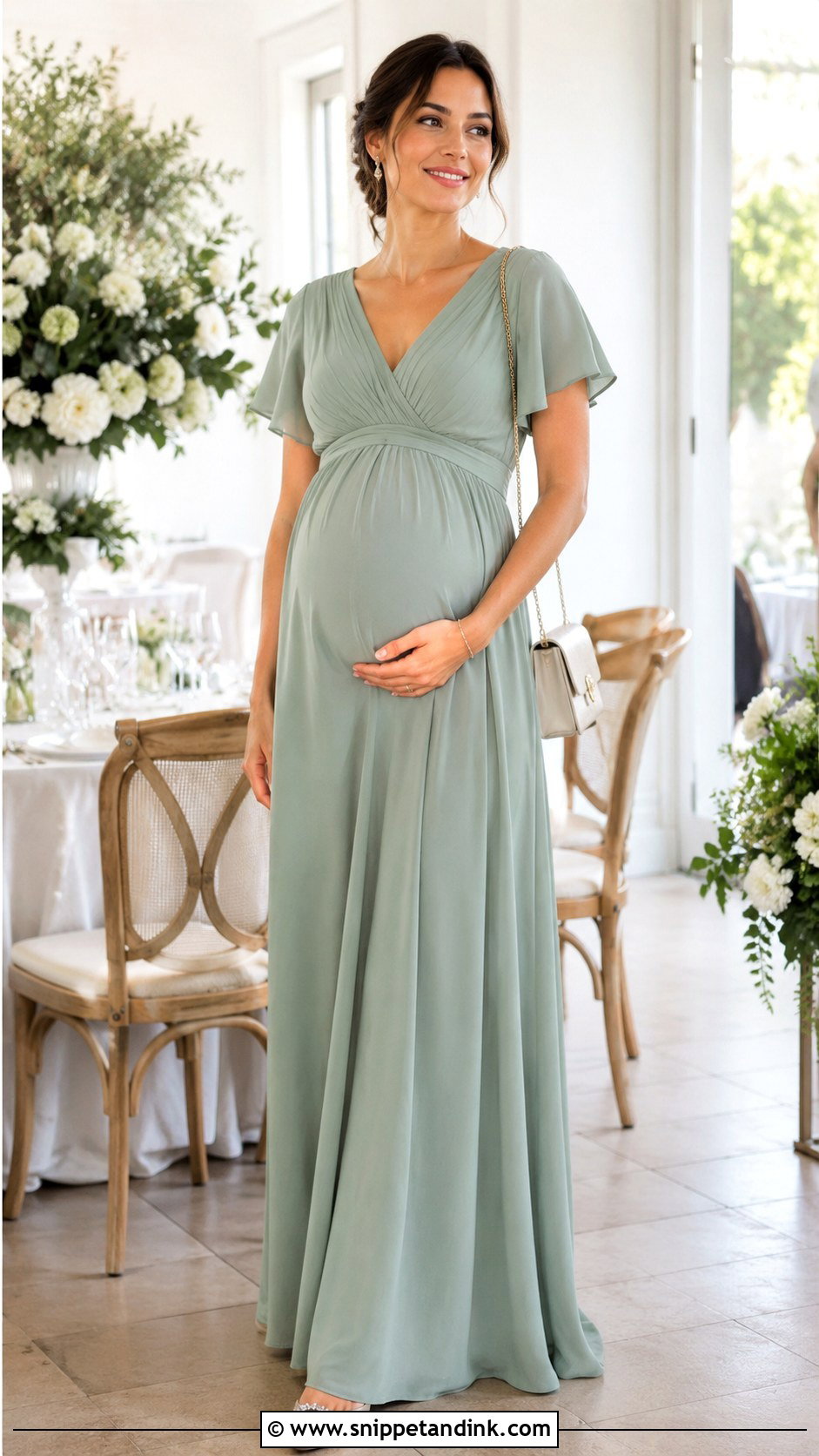 Long Crepe Empire Waist Gown - Snippet and Ink - 20 Long Crepe Gown Styles