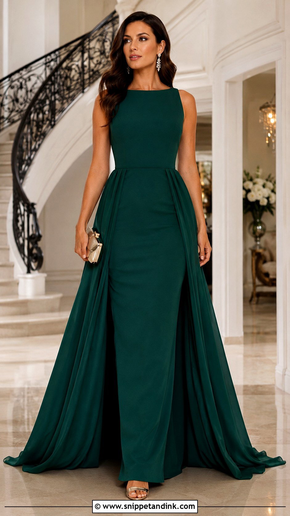 Long Crepe Gown With Overskirt - Snippet and Ink - 20 Long Crepe Gown Styles