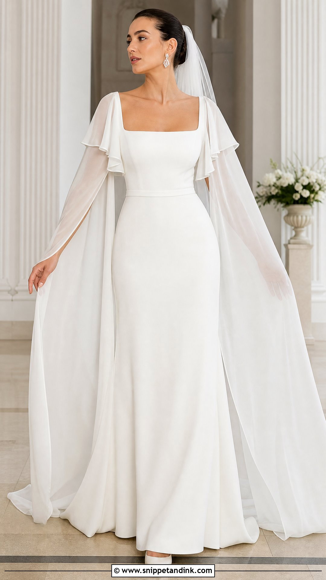 Long Flutter Sleeve Wedding Dress - Snippet and Ink - 20 Wedding Dress Flutter Sleeves