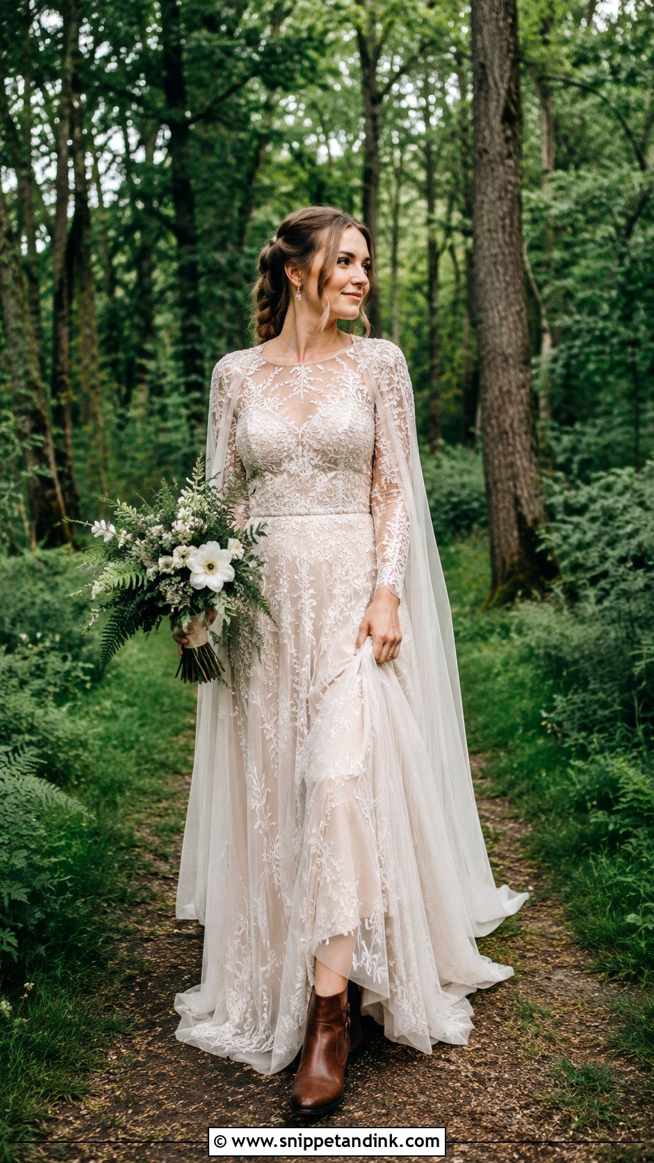 Long Forest Elopement Dress - Snippet and Ink - 20 Long Elopement Dress Ideas