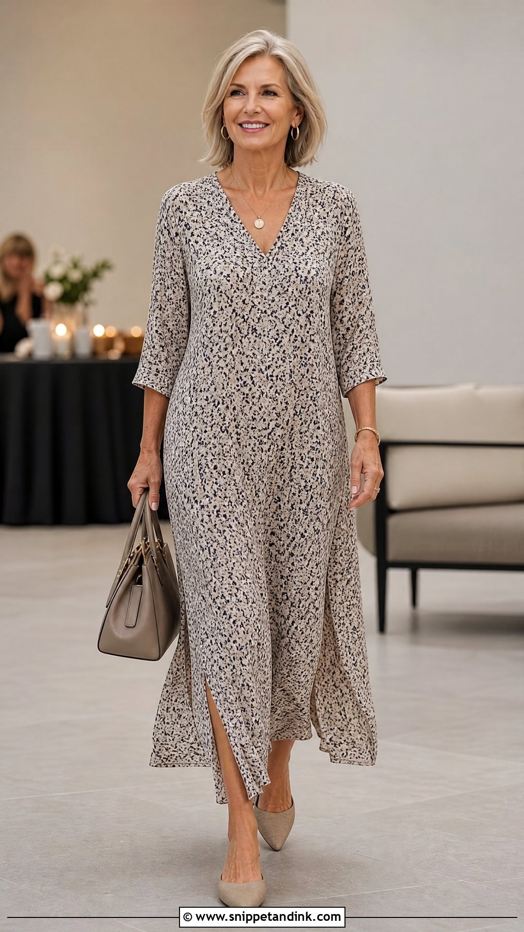 Long Free Gown With Flat Mules - Snippet and Ink - 20 Simple Gown Styles for Materials