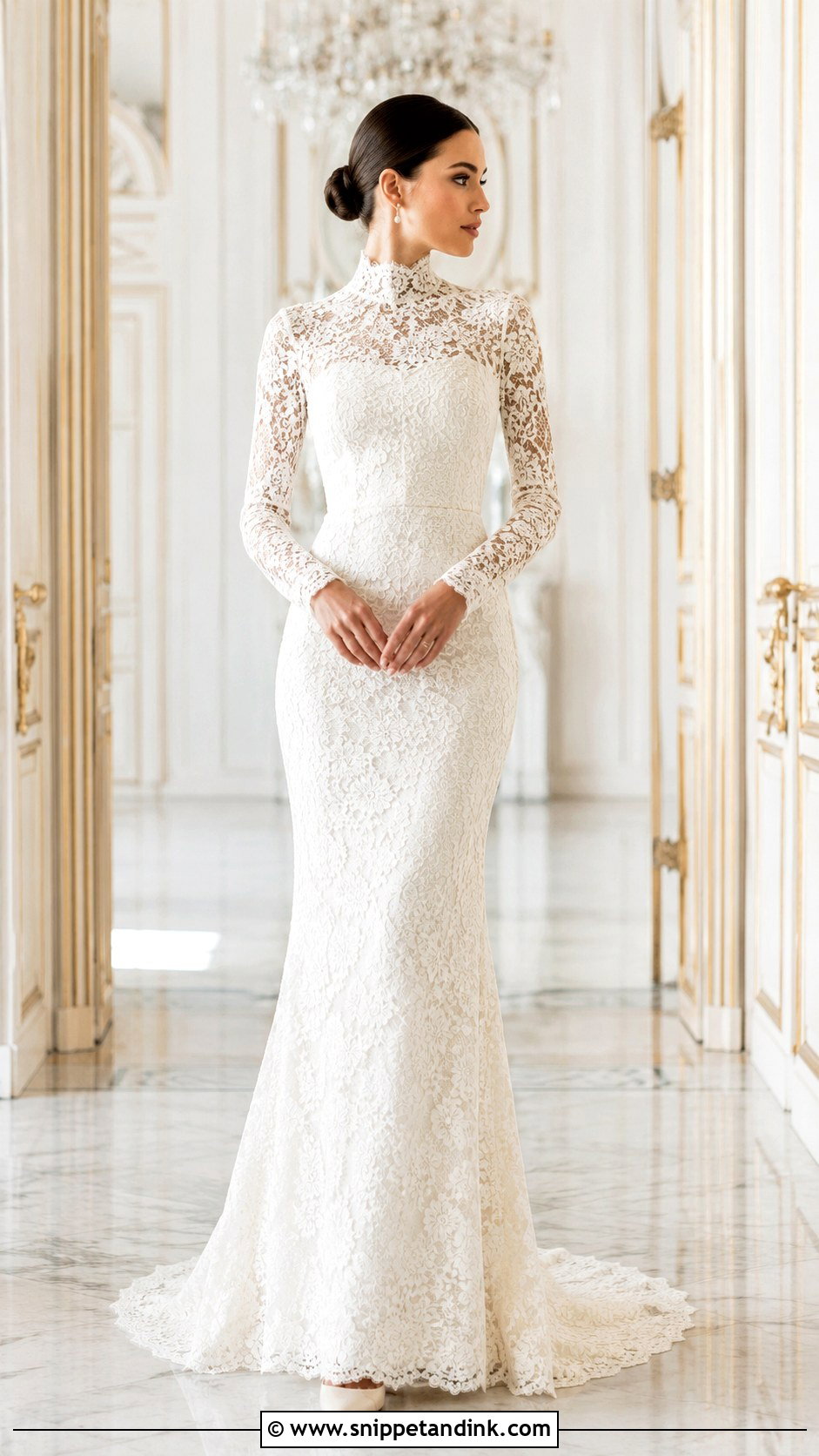 Long High Neck Wedding Dress - Snippet and Ink - 30 Long Wedding Dresses