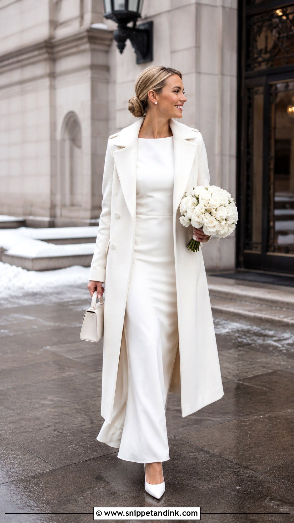 Long Ivory Wool Wedding Coat - Snippet and Ink - 20 Winter Wedding Coat Ideas