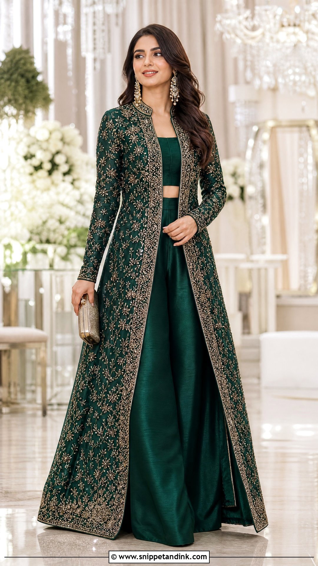 Long Jacket And Palazzo Pants Indowestern Wedding Outfit - Snippet and Ink - 25 Indowestern Wedding Outfits