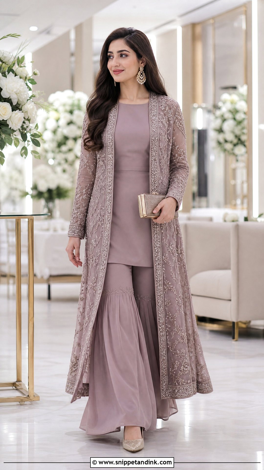 Long Jacket Sharara Party Outfit - Snippet and Ink - 20 Sharara Party Wear Ideas