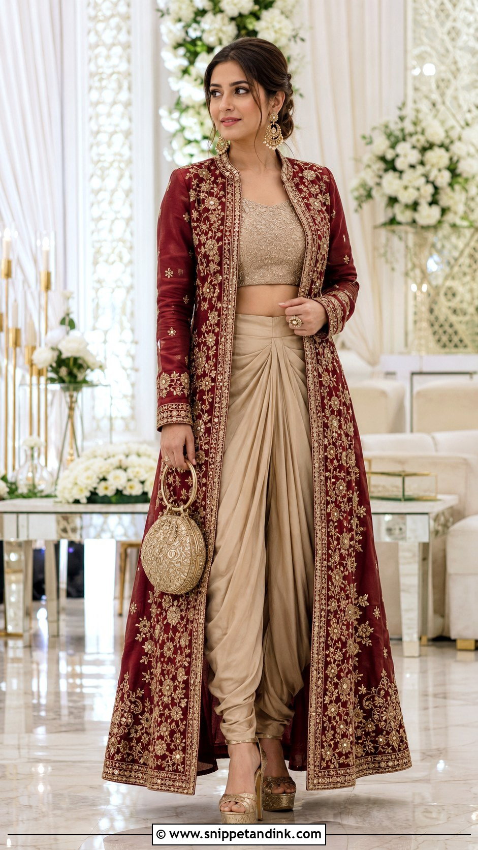 Long Jacket With Dhoti Pants - Snippet and Ink - 20 Dhoti Style Dresses for Wedding