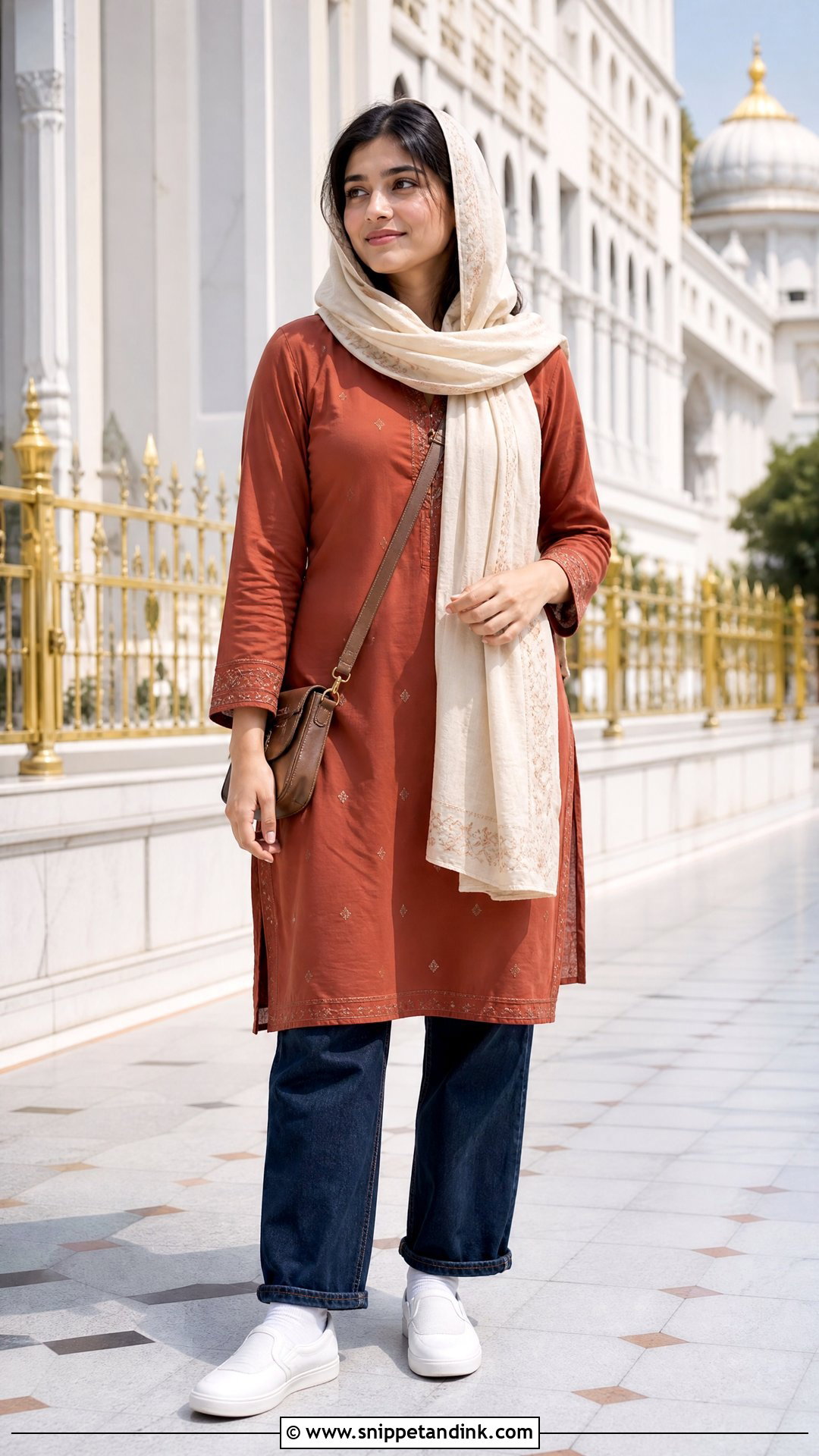 Long Kurta And Jeans For Gurudwara - Snippet and Ink - 20 Gurudwara Outfit Ideas