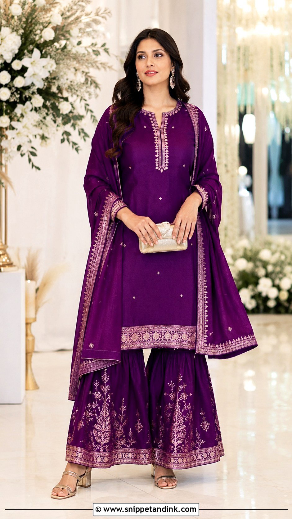 Long Kurta Banaras Sharara Set - Snippet and Ink - 20 Banaras Sharara Designs