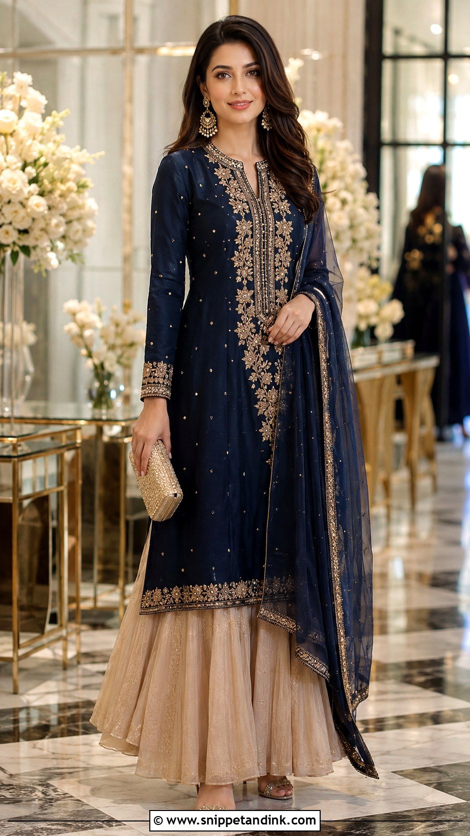 Long Kurta Skirt Cocktail Night Outfit - Snippet and Ink - 25 Indian Wedding Cocktail Night Outfit Ideas