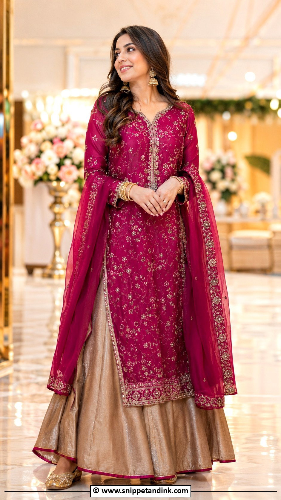 Long Kurta Skirt Outfit For Sangeet Night - Snippet and Ink - 35 Sangeet Night Outfit Ideas
