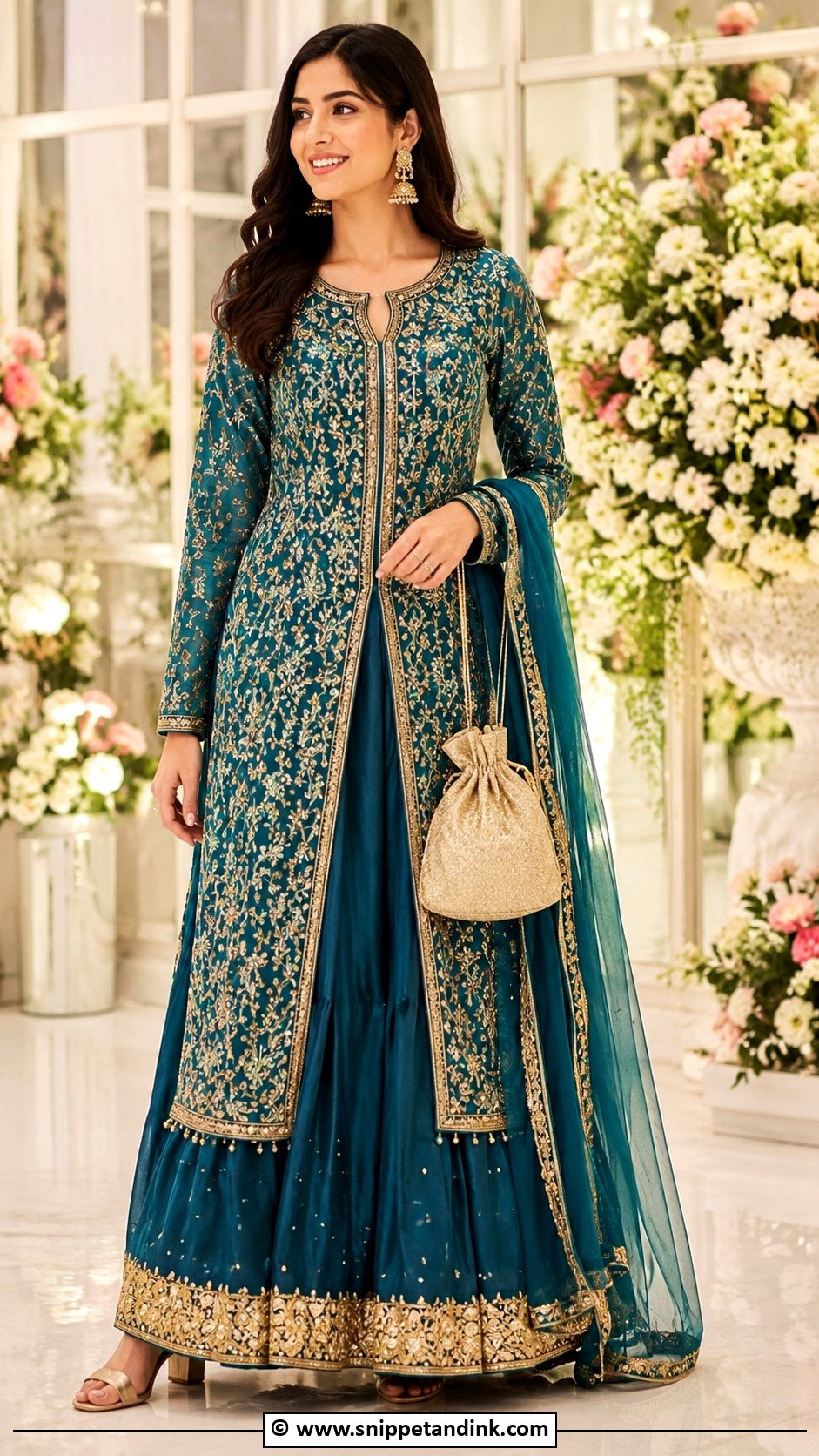 Long Kurta Skirt Set For Sangeet - Snippet and Ink - 35 Sangeet Outfit Ideas
