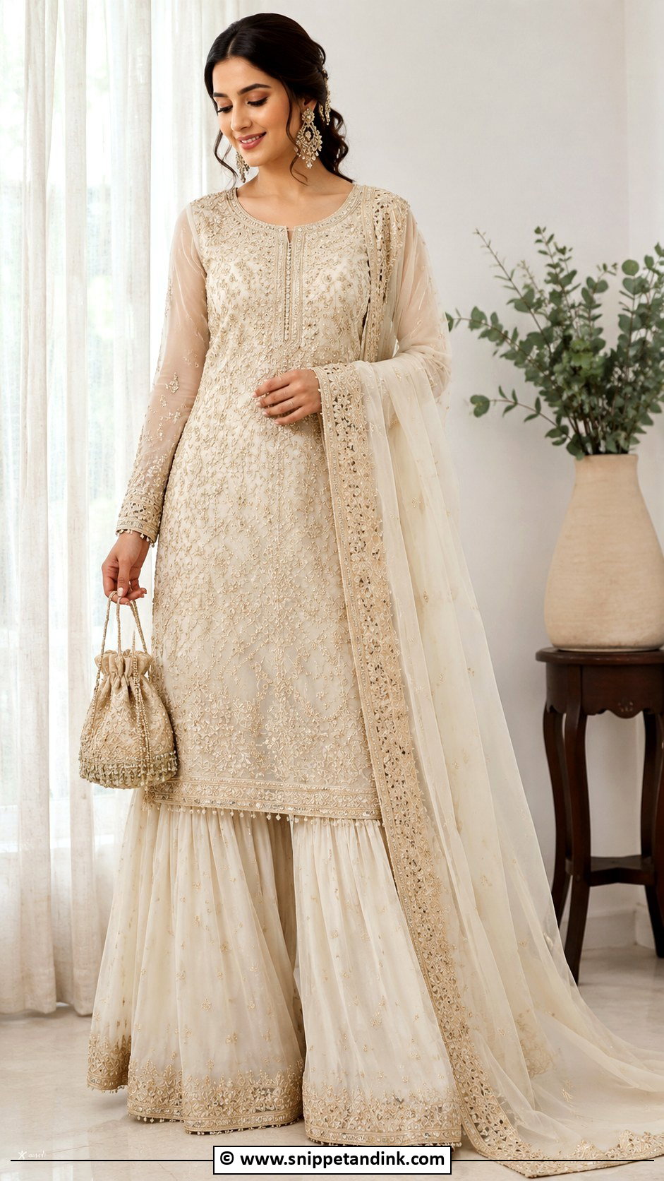 Long Kurta With Gharara Nikah Outfit - Snippet and Ink - 35 Nikah Dress Ideas