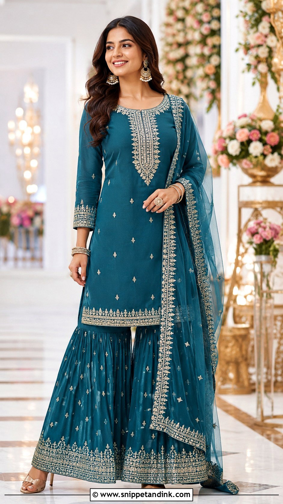 Long Kurti Sharara Dress - Snippet and Ink - 30 Indian Muslim Wedding Dresses