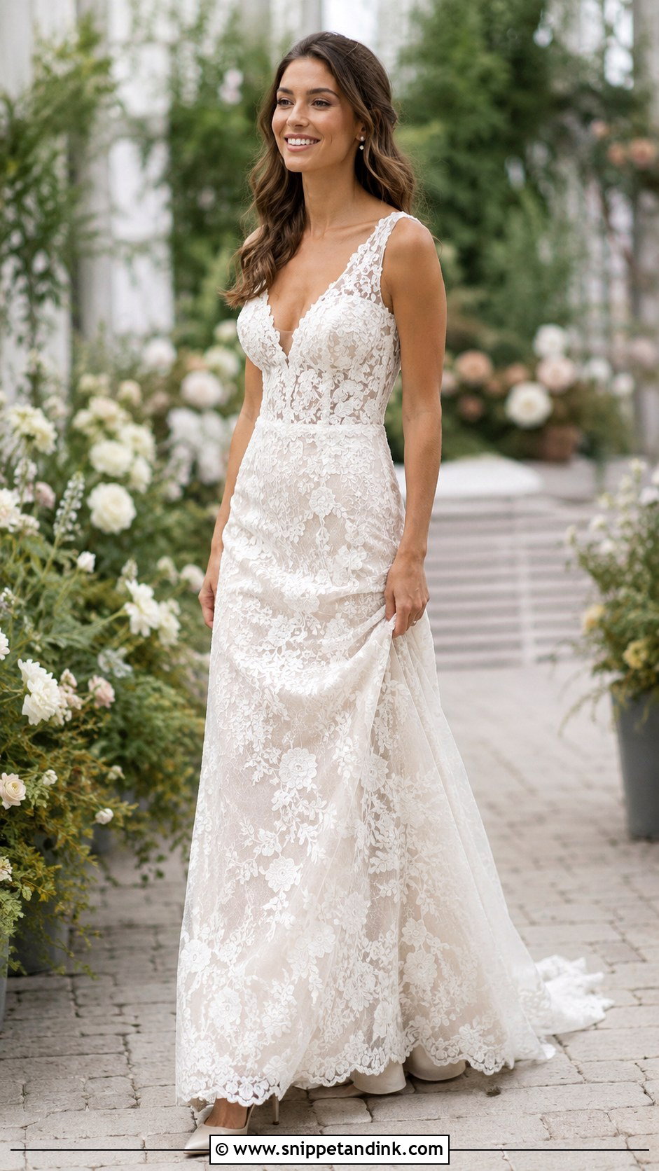 Long Lace Wedding Dress - Snippet and Ink - 30 Long Wedding Dresses