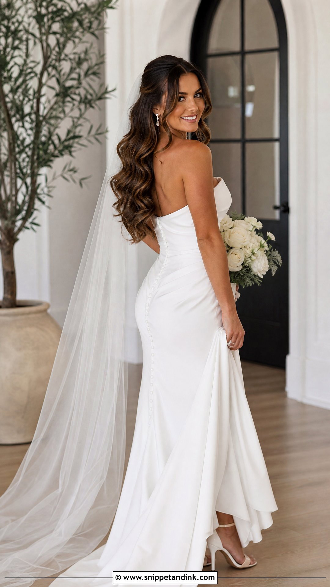 Long Layered Curl Hair Down Bridal Look - Snippet and Ink - 20 Hair Down Bridal Styles