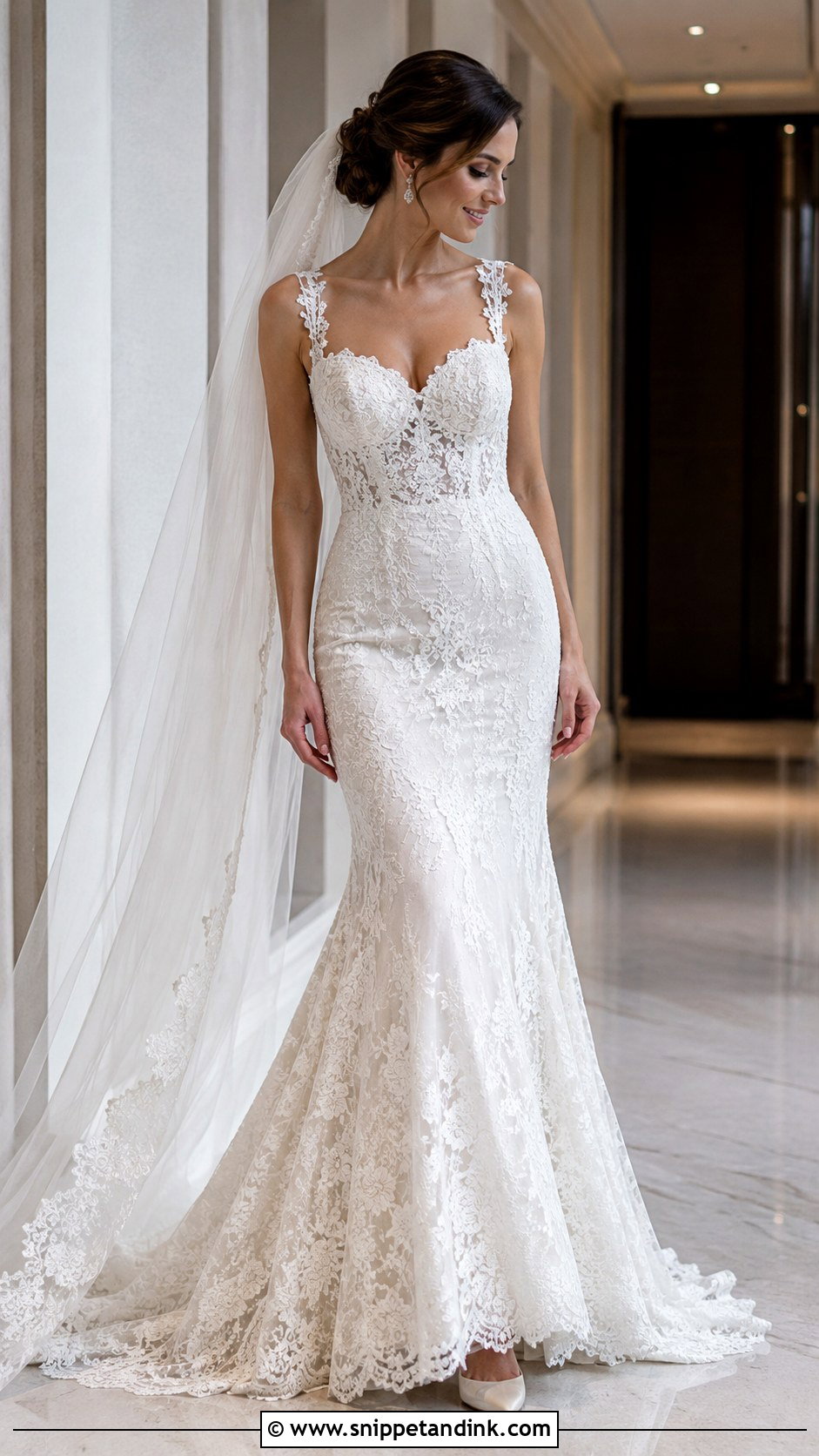 Long Mermaid Lace Wedding Gown - Snippet and Ink - 20 Long Wedding Gown Ideas