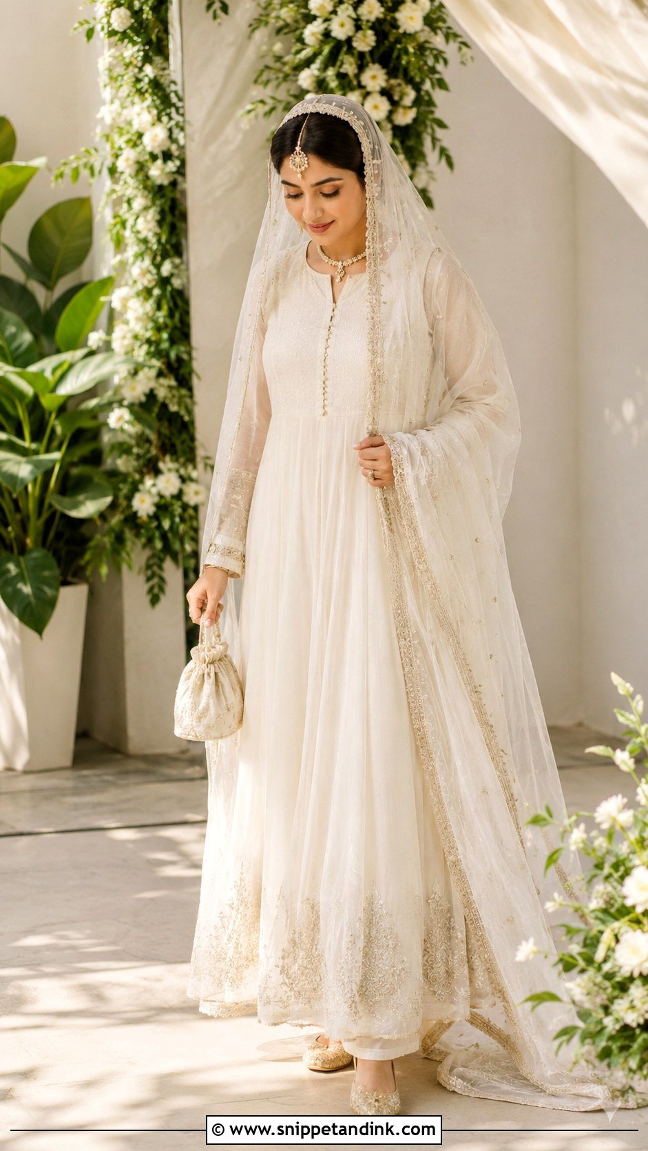 Long Nikah Veil With Simple Anarkali - Snippet and Ink - 25 Nikah Veil Ideas